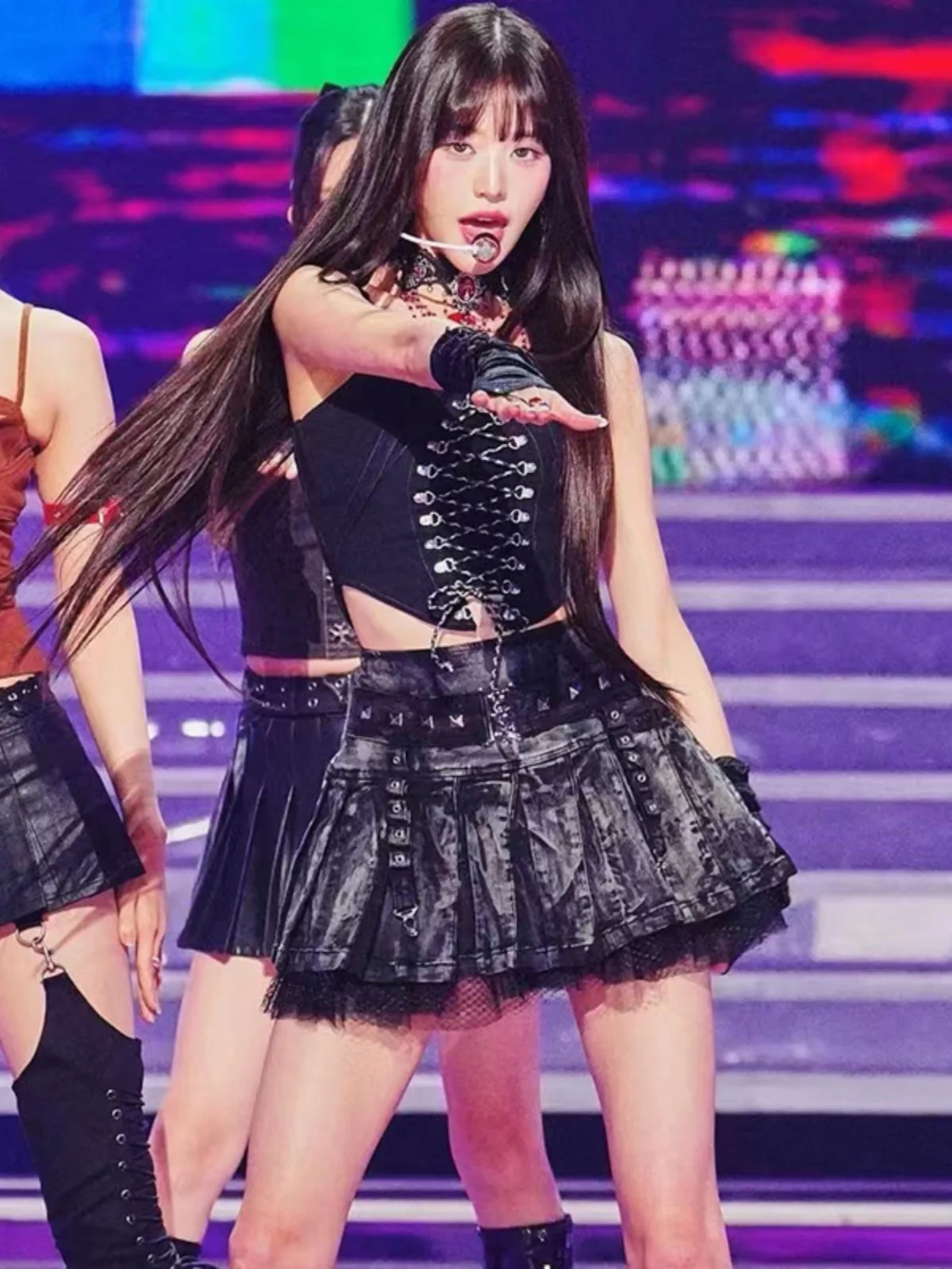 Sexy Jazz Dance Outfit Women's Performance Costume Skirt Suit Strapless Braided Skirt Stage Performance Clothing Female Model