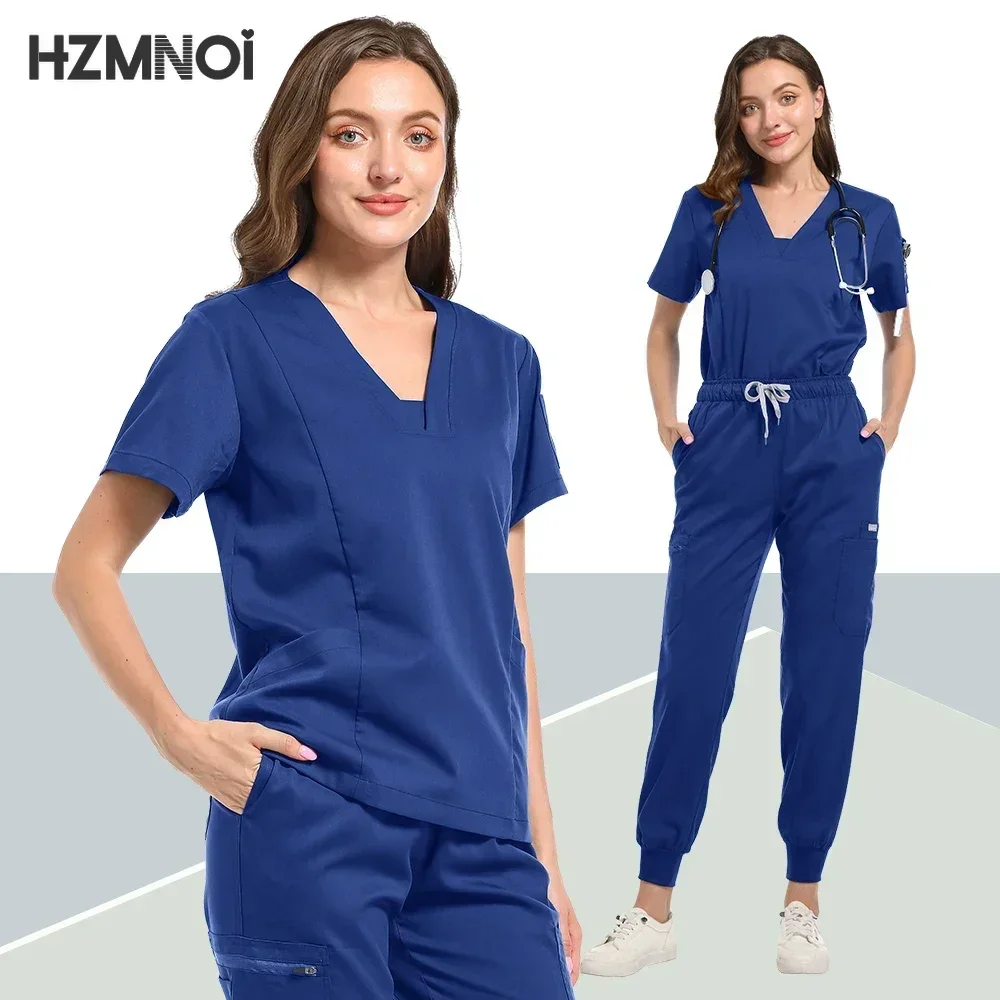 Uniforme d'hôpital pour animaux de compagnie avec poche, vêtements de travail à col en V pour femmes, uniformes d'infirmière