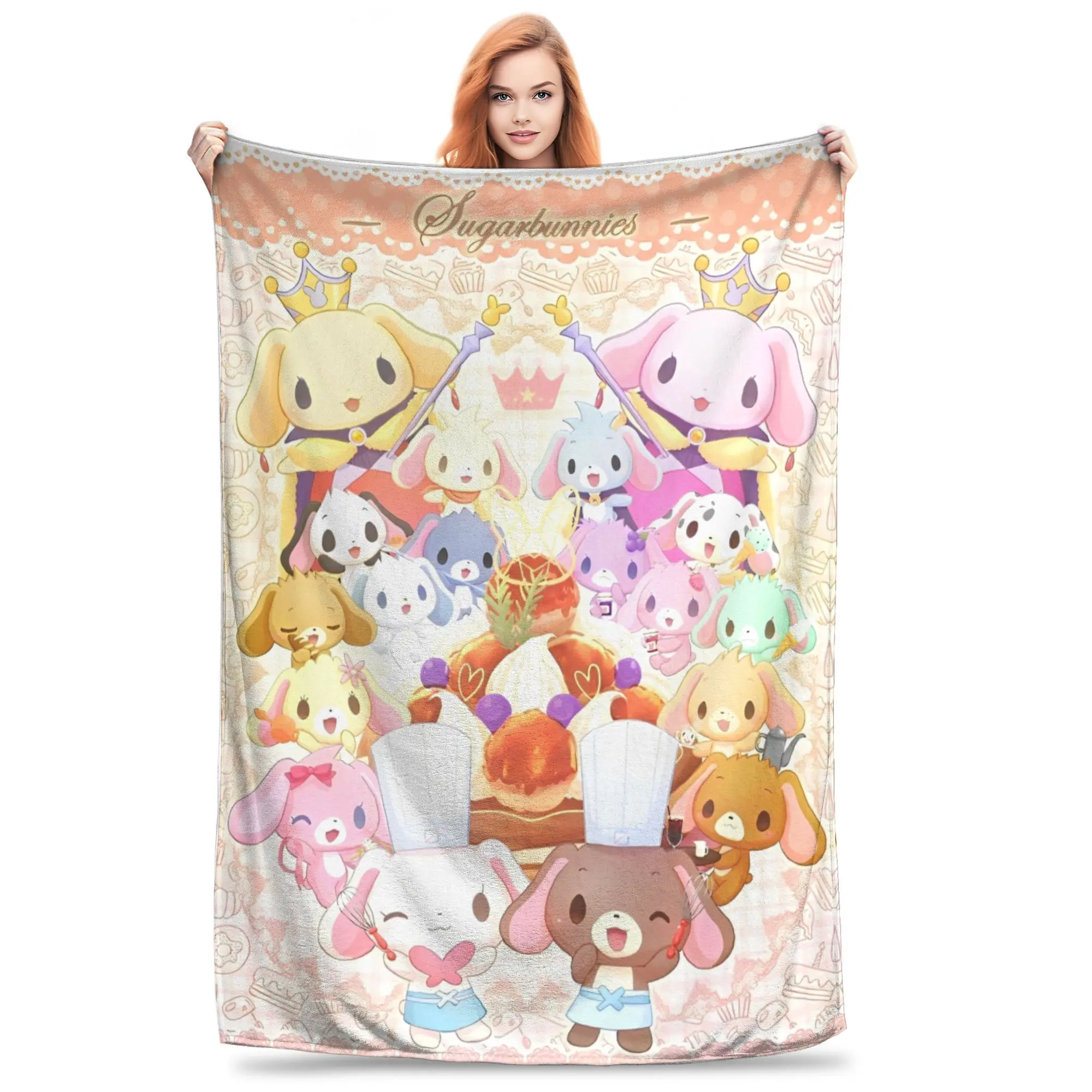 

Sugarbunnies Sugar Rabbit Blankets Flannel Summer Air Conditioning Cartoon Portable Lightweight Throw Blanket Bedspreads