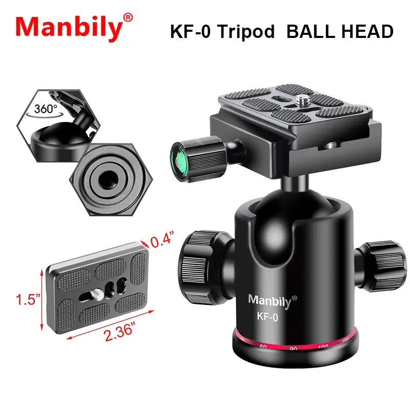 Manbily Tripod Ball Head with Quick Shoe Plate 360°Panoramic Ballhead Mount Adapter for Monopod,Slider,DSLR Camera KF-0