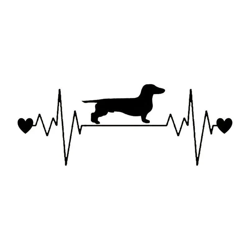 New Design Car Styling Daxis Dog Heartbeat Car Sticker Personality Scratch Decoration Waterproof Vinyl Decal Decoration, 20CM