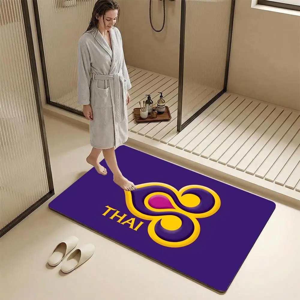 Thai Airways International Floor Mat Diatomite Bath Mat – Highly Absorbent, Non-Slip, Quick-Drying Bathroom Rug