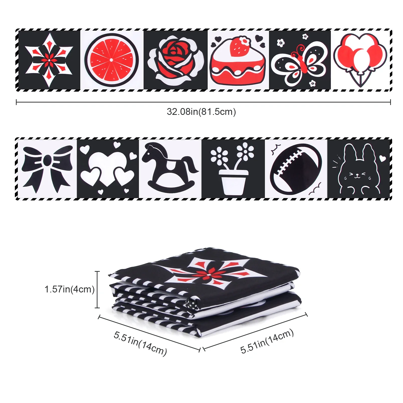 Baby Cloth Book High Contrast Baby Toys 0-36 Months Newborn Crib Toys Black and White Animal Sensory Cloth Books Montessori Toys image 6