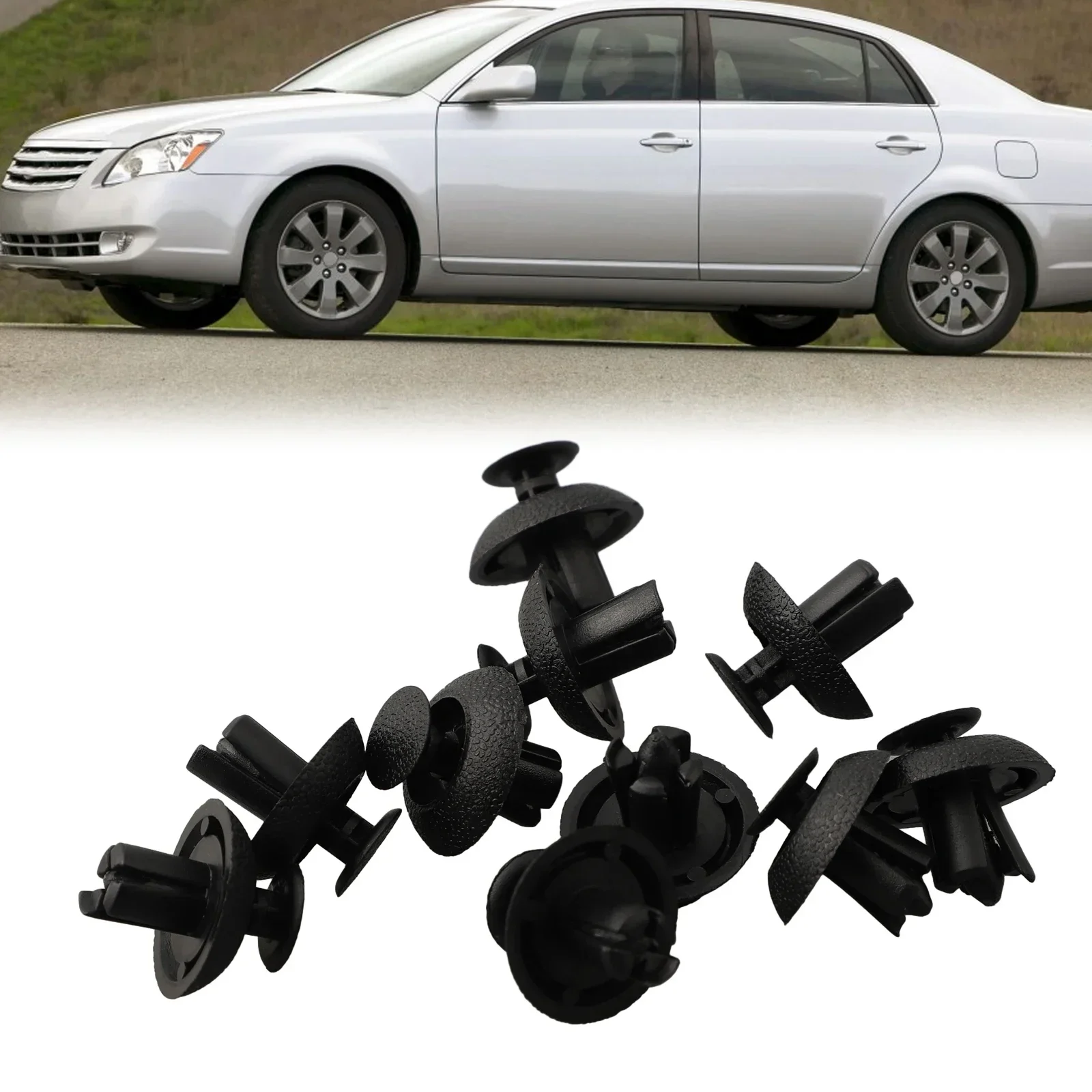 10Pcs Black Car Bumper Retainer Radiator Cover Rivet Grille Clips A21201 For Toyota Replacement 90467-07211 Car Clamp