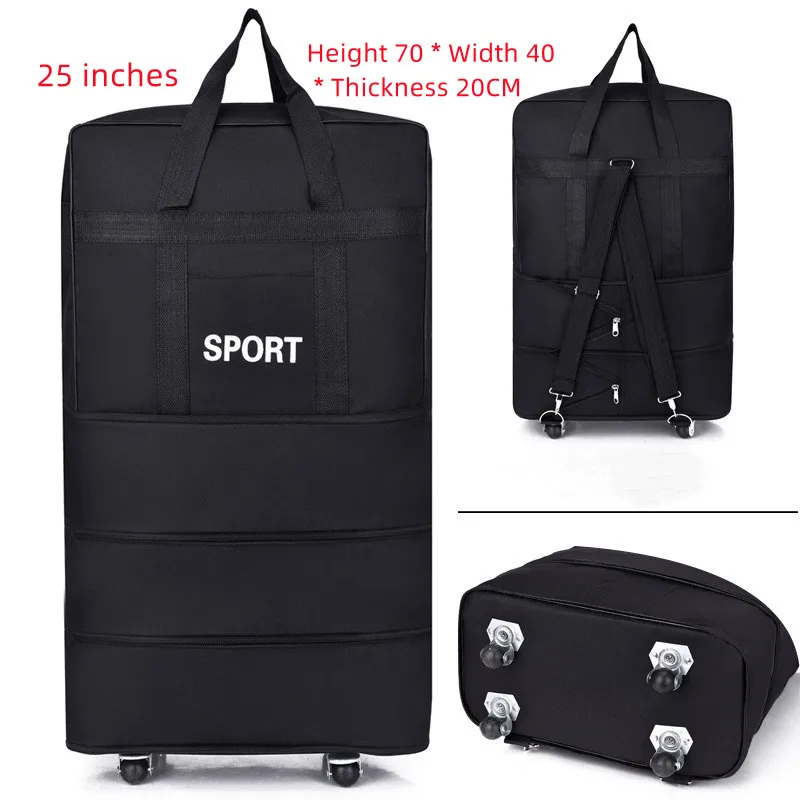 Luggage Bag With Wheels Expandable Folding Oxford Trolley Suitcase  Unisex Carrier Bag Weekend Trip Airplane Luggage Storage Bag