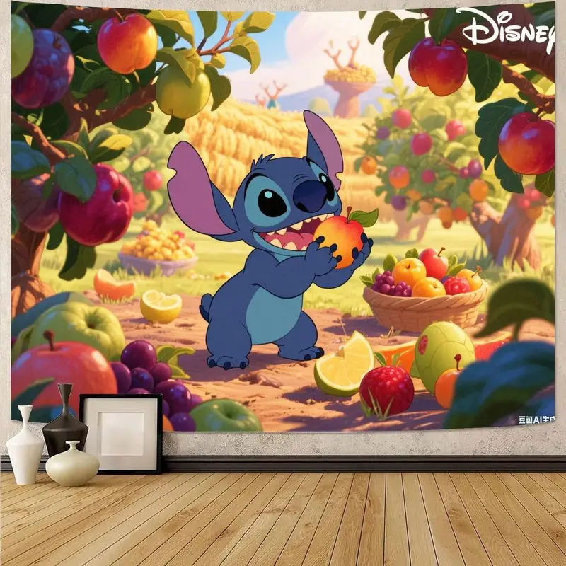 

1PC Disney Lilo and Stitch Colorful Tapestry Cute Wall Art Home Decor Bedroom Living Room Gift for Cartoon Lovers