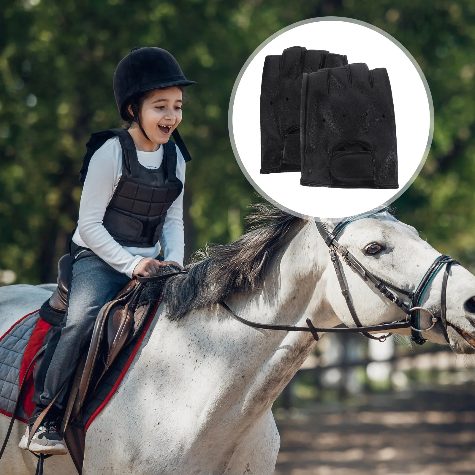 

1 Pair Half Size -13 Years Old Outdoor Sports Riding Children Bike Safety Riding Gloves Sports