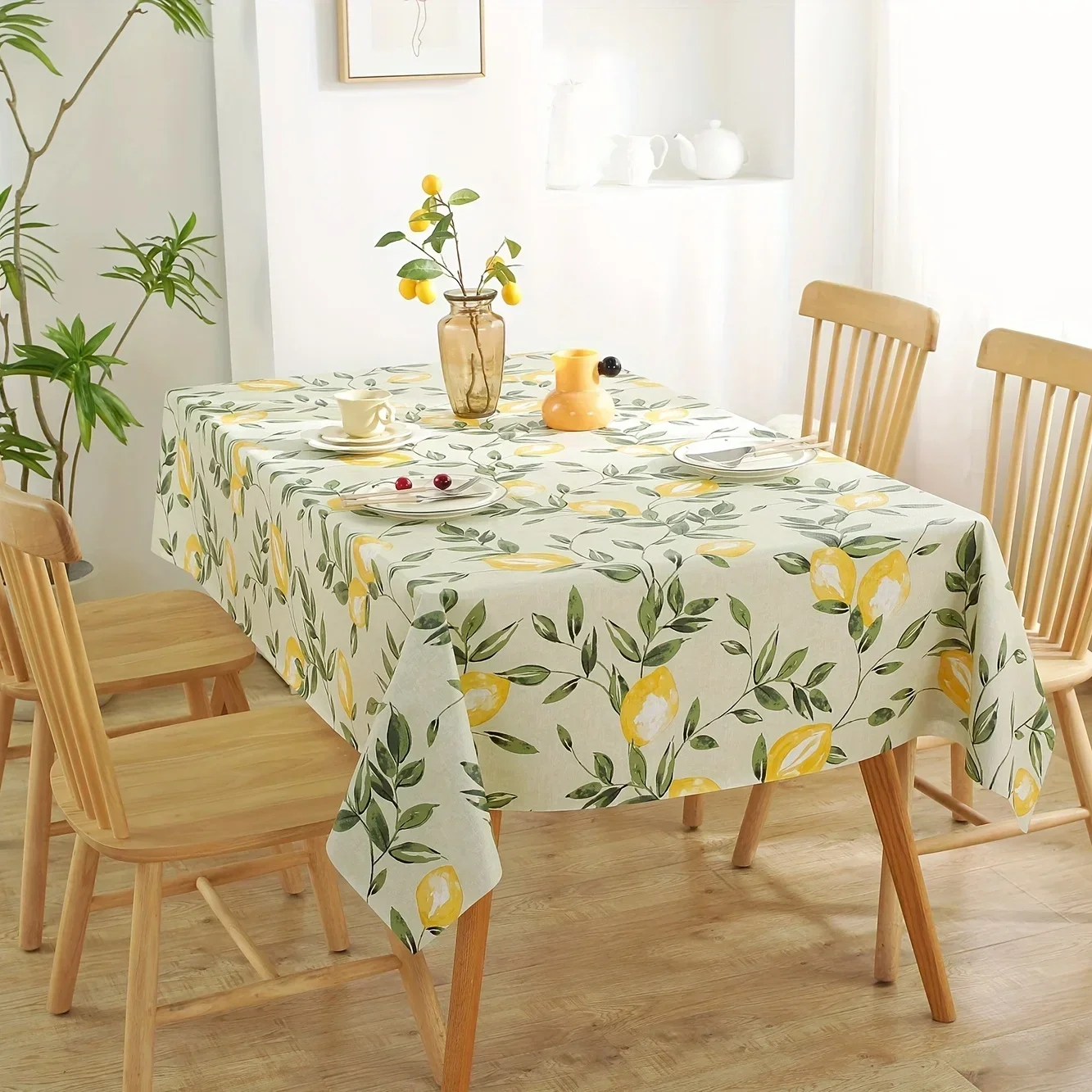 

1pc Lemon Pattern PVC Tablecloth Home Waterproof Oil-proof Washable Dust-proof Table Cover Tabletop Kitchen Dining Table Decor