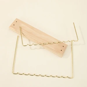 Double-Deck Jóias Display Stand, Madeira, Metal, Ouro, Contador, Pingente, Brincos, Anel, Colar, Relógio, Jóias Prateleira 10 principais vendas prateleira decorativa dourada - №4