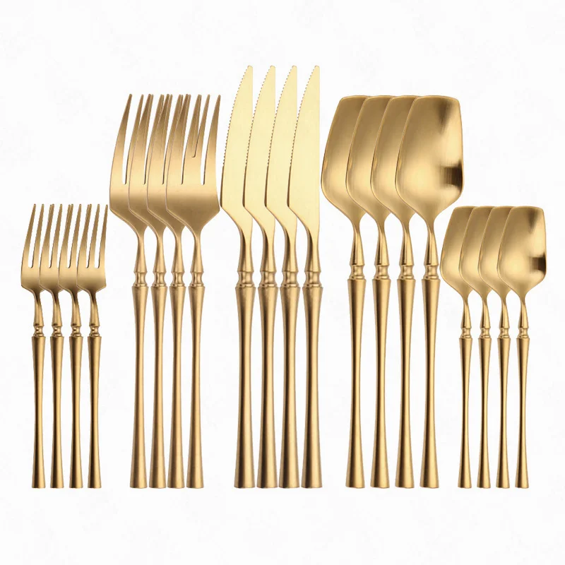 20Pcs Matte Gold Dinnerware Set Western Cutlery Set Stainless Steel Knives Spoons Forks Wedding High-End Tableware Dropshopping