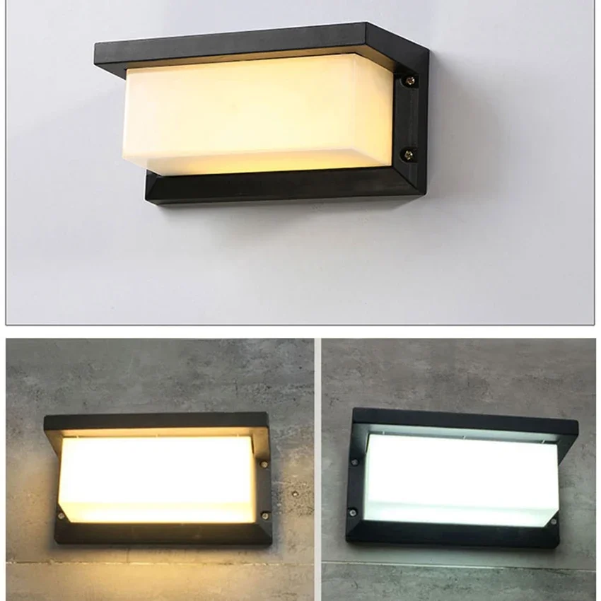 مصباح جداري خارجي 18 وات LED مقاوم للماء، مصباح جداري مثبت على الحائط لحديقة فناء الشرفة - ضوء دافئ/أبيض