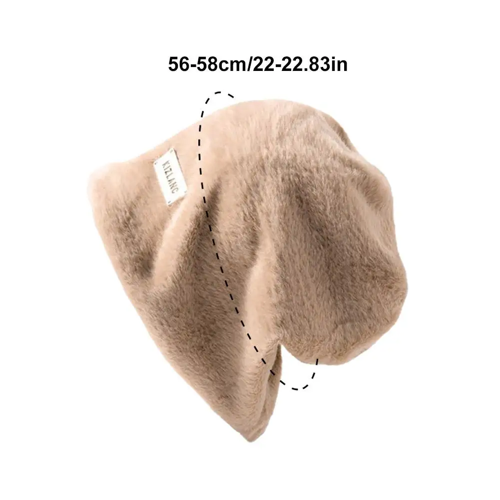 أنثى وهمية فول قبعة قبعات Skullies القبعات الدافئة الخريف والشتاء البوليستر أفخم المعادن التسمية الديكور قبعة كومة فضفاضة