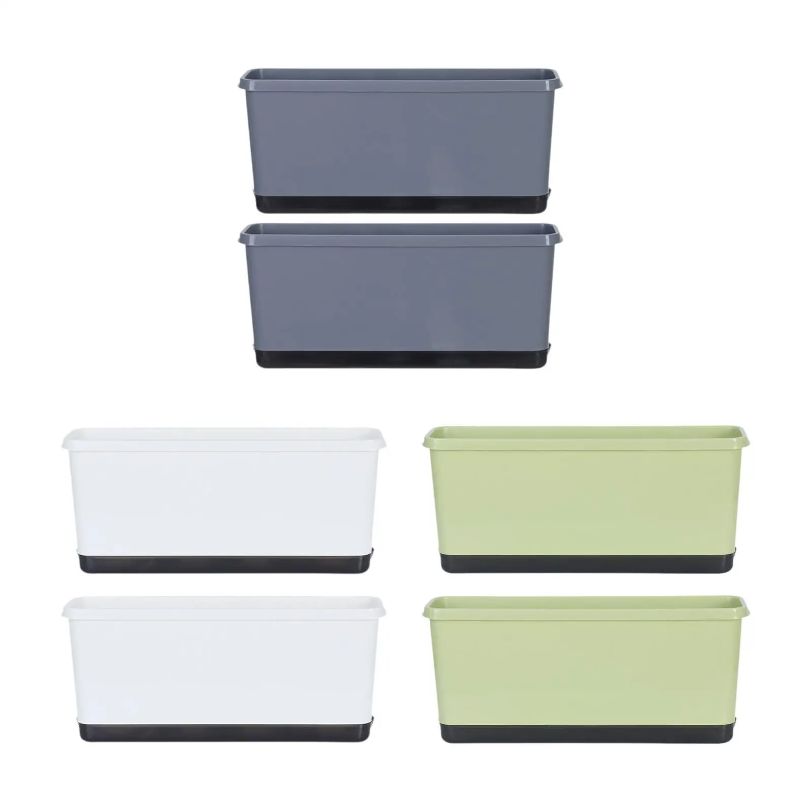 2Pcs Window Box Planter Flower Pot with Absorbent Cotton Rope Multipurpose with Drainage Holes for Living Room Lightweight