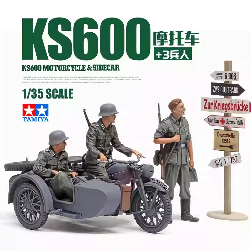 

TAMIYA 1/35 35384 KS600 Motorcycle & Sidecar Zündapp Military Assembling Scale Model Kit DIY Toy, Collection Birthday Gift