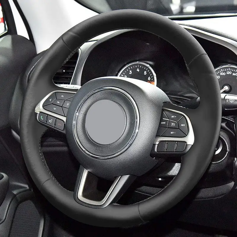 Para jeep renegado 2015-2019 compass 2017 2018 fiat tipo 2015-2019 toro interior do carro capa de volante guarnição de couro