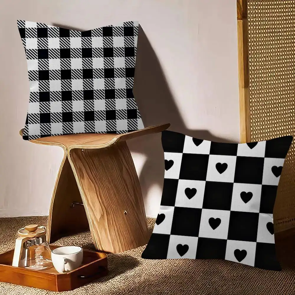 Geometric Abstract black  Maple Design Cushion Cover Happy Autumn Harvest decor Holiday Decorati Pillow Cover