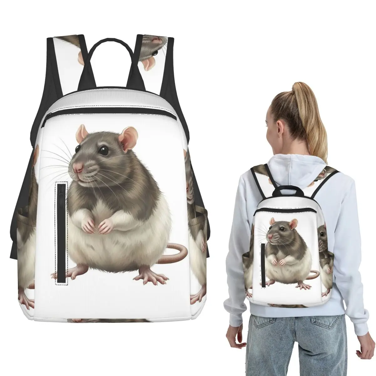 

Adorable Baby Rat For Cute Rat Lovers Backpack Daypack Children BookBag School Bag Shoulder Bags for Men Women