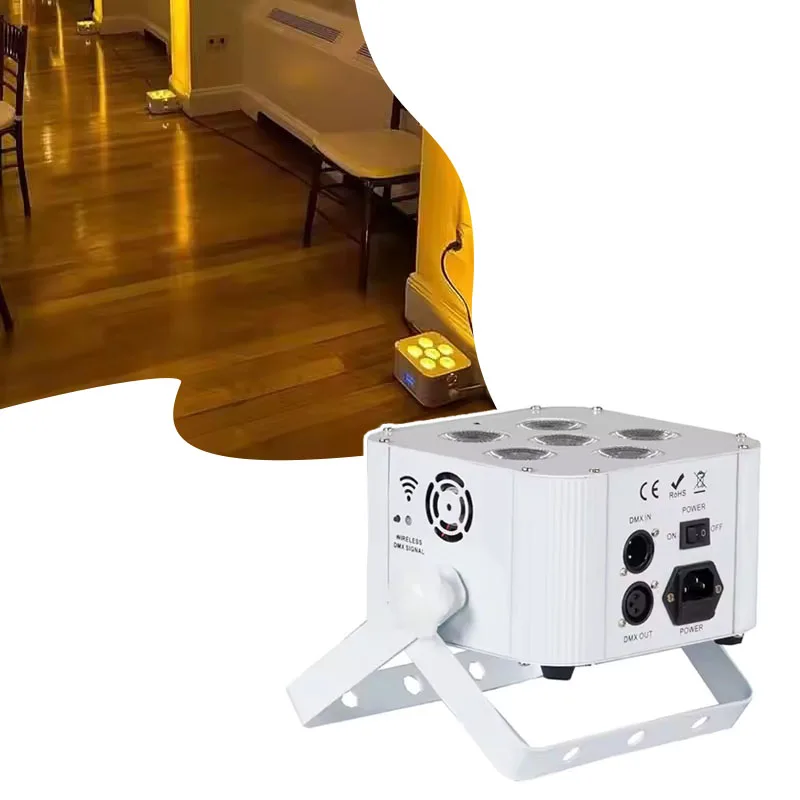 

AOPU 6*18W 6In1 Led Par Lights LED Uplights Battery Wireless Stage Lights Support WIFI Control Par Light for Dining Room Wedding