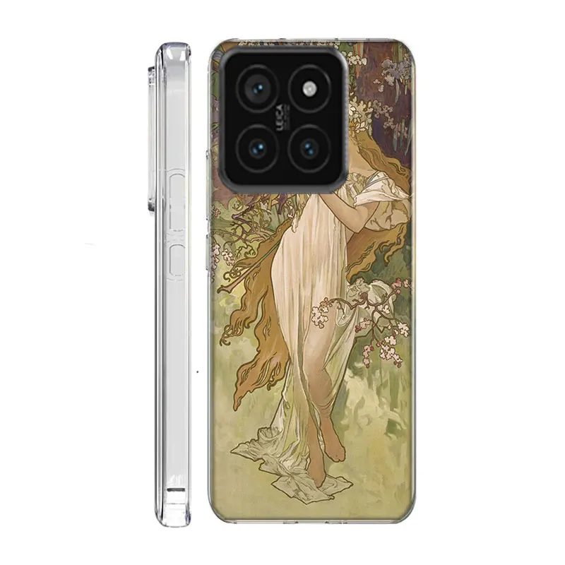 Alfons Mucha Primavera Clear Phone Case For Xiaomi Poco F6 F5 Pro F3 X5 X4 NFC F4 X3 GT M5 M5S M4 M3 Pro F2 F1 Cover Coque Hard