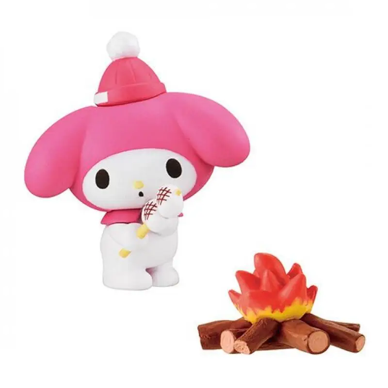 Bandai prawdziwa Kawaii Sanrio Hello Kitty Kuromi moja melodia ozdoby kempingowe Gacha figurka Anime dziewczyna uroczy kreskówka prezent festiwalowy