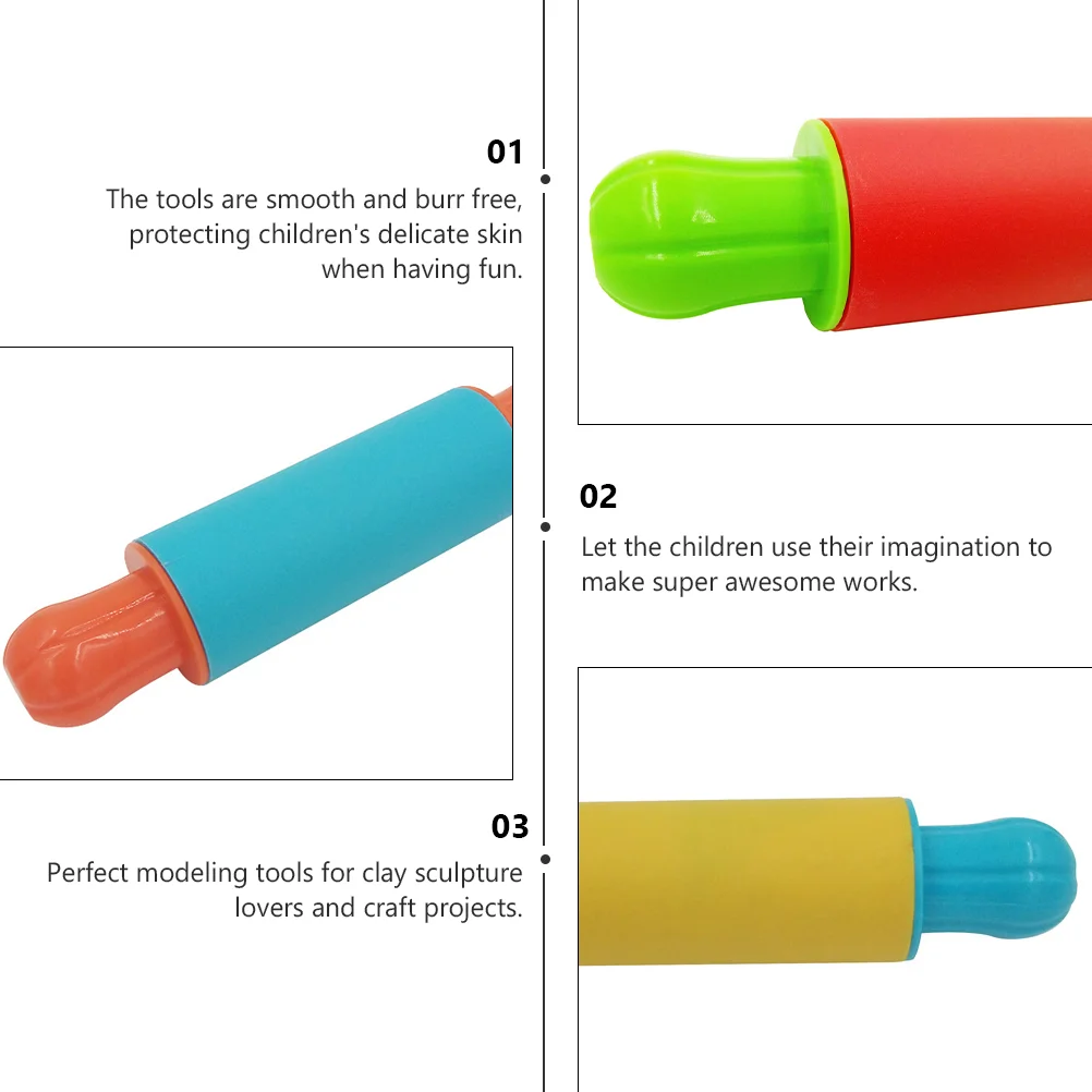 4 Pcs Mini Toys Painted Clay Rolling Pin Kids Playdough Kit Bulk Plasticine Rollers Colorful Modelling Tool Tools Child