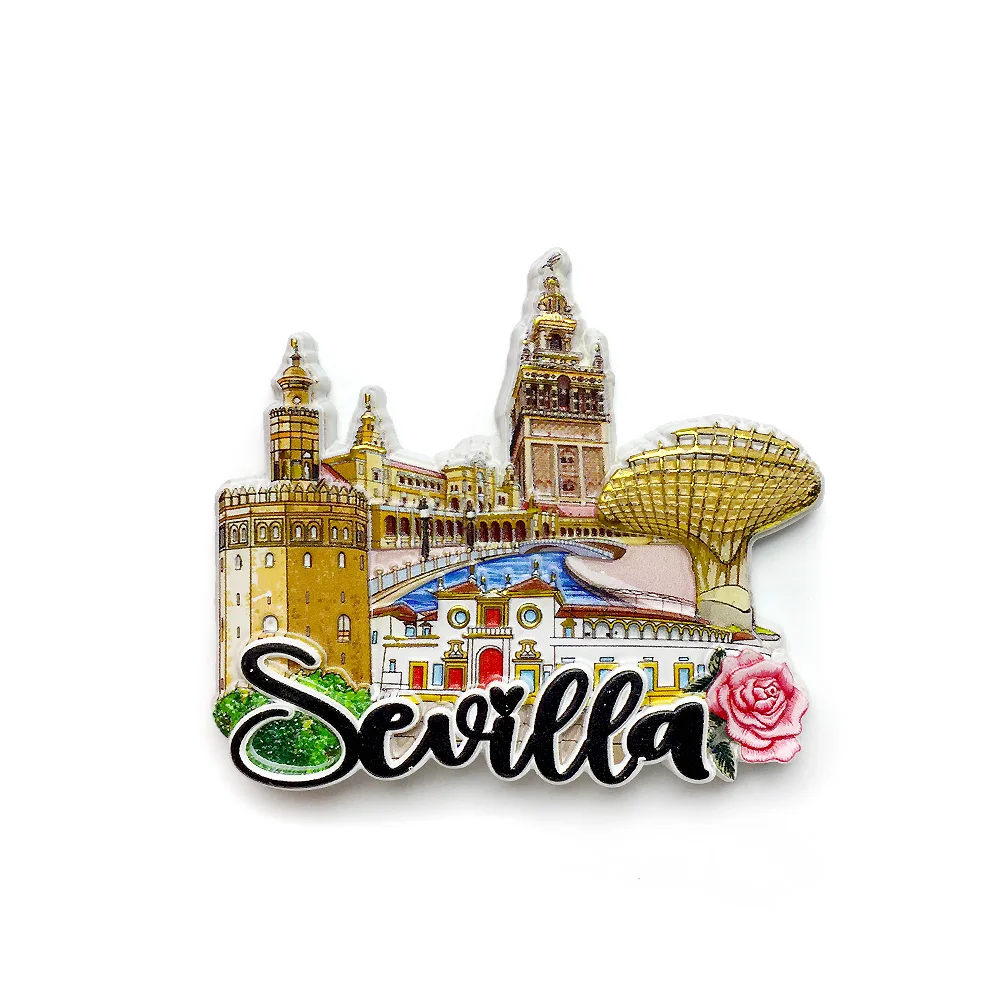 

3D Resin Magnetic Refrigerator Magnet - Seville Scenic Souvenir