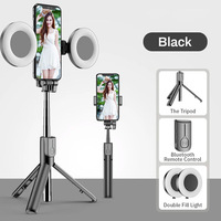 4in1 Wireless Bluetooth Compatible Selfie Stick LED Ring light Extendable Handheld Monopod Live Tripod for iPhone X 8 Android