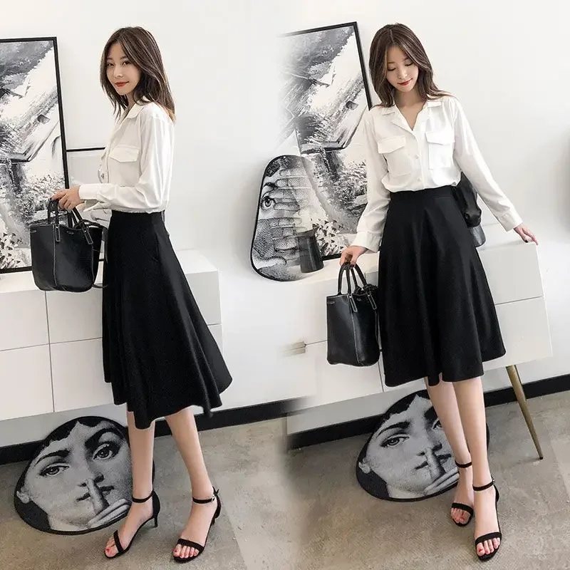 Women's Skirt High Waist Female Skirts A Line Midi Premium New In Chic and Elegant Casual Korean Fashion Clothing Trend 2024 V