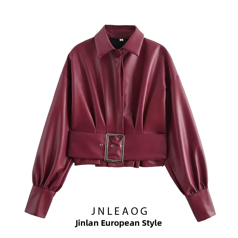 

Fashionable Casual Style Women's Shirt Waist-Cinching Design Autumn New Arrival Street Style Long Sleeve Polyester Fiber