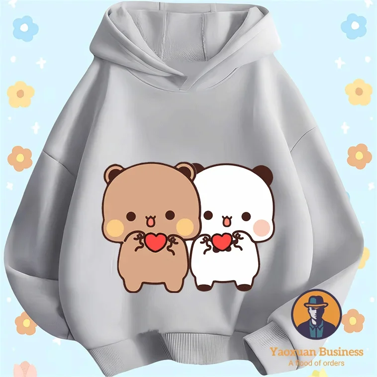 Chique 2025 Yier meninos moletom com capuz fofo desenho animado estampado quente à prova de vento outono inverno moda