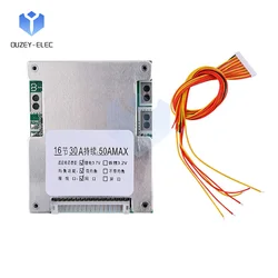 16S 60V 50A Lithium Battery Charger/Discharger Protection Board Active Equaliser Module Temperature Control Same Port BMS