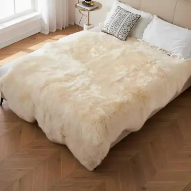 100% Natural Sheepskin Mattress  Australia White Real Fluffy Shaggy Wool Comforters Rugs Bedroom Thicken Blankets For Bedding