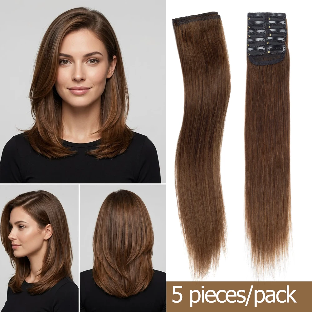 5 Pcs/pack Mini Clip In Hair Extensions Remy Human Hair Extension for Side Hair Add Volume 12-18inch 30-40g Clip on Hair