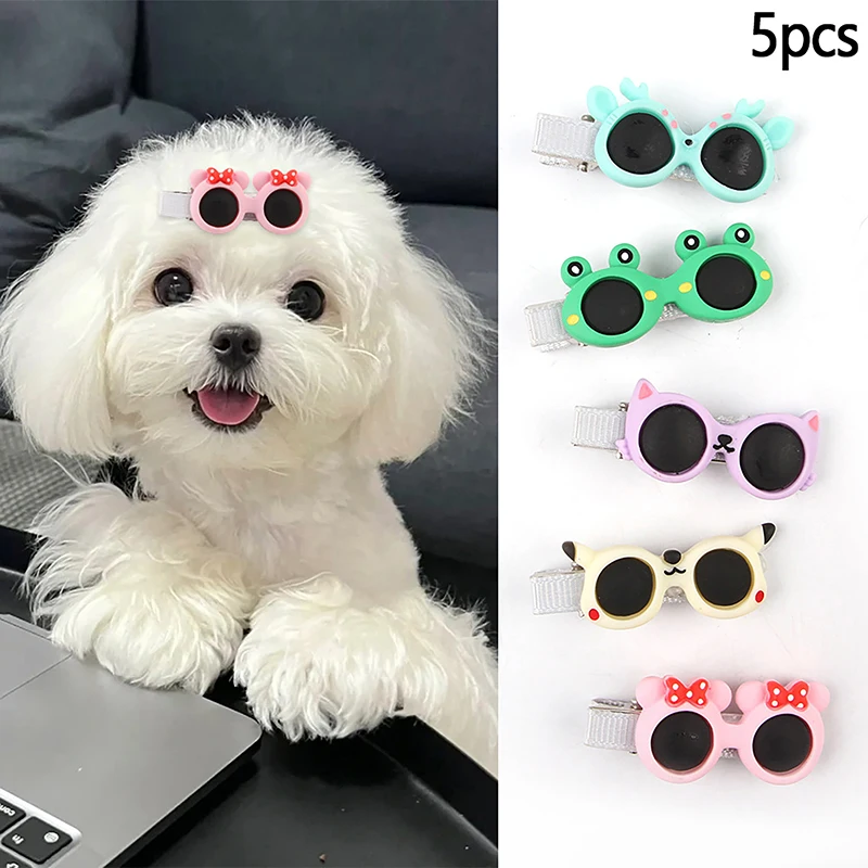 5Pcs Creative Pet Dog Hair Clips Sunglass Hairpins Pet Hair Clips Pet Dog Grooming Accessories Cute Glasses Shape Dog Hairpin