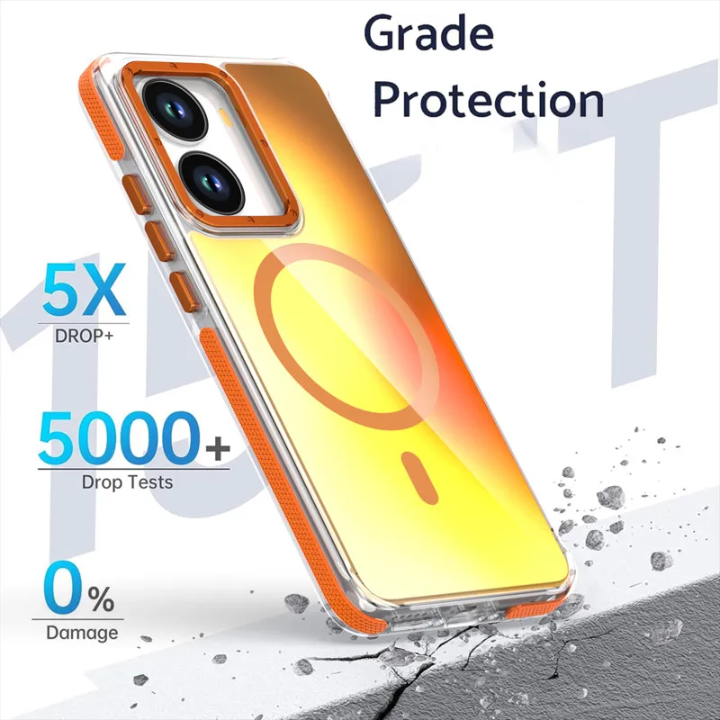 

Для Xiaomi Redmi Turbo 4, магнитный чехол ELVEV, противоскользящий, желтый, жесткий ПК, мягкая задняя крышка из ТПУ на присоске