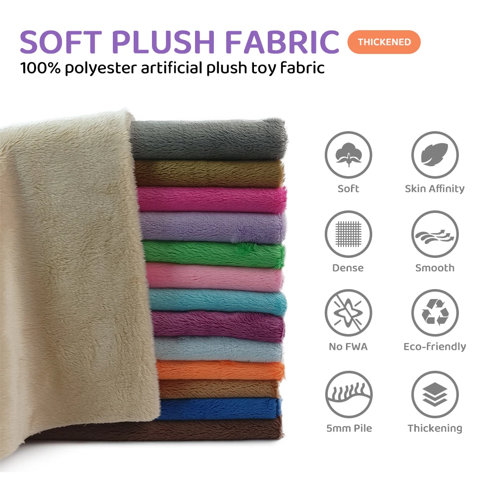 Sewing Fabric 45x50cm Skin-friendly Soft Plush Fabric 5mm Good Quality Minky Fabric DIY Handmade Multi-purpose Faux Fur Fabric