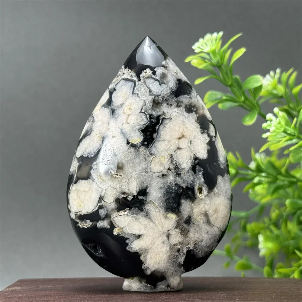 Natural Black Cherry Blossom Agate Free Form Torch Reiki Healing Spiritual Meditation Witchcraft Altar Energy Home Furnishings
