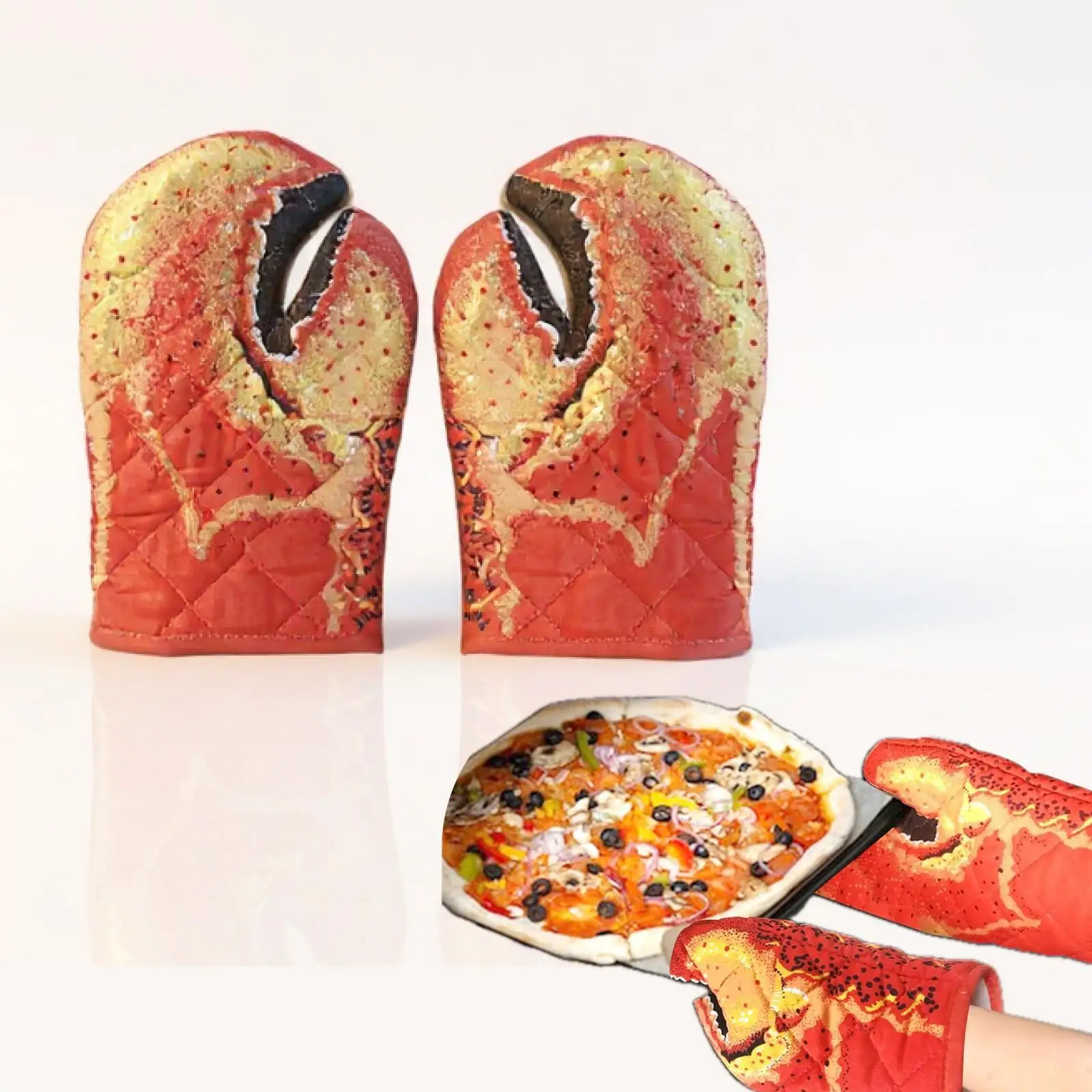 Realistic Lobster Claw Oven Gloves Cotton Material Heat Resistant Professional Oven Mitts Set for Kitchen Cooking