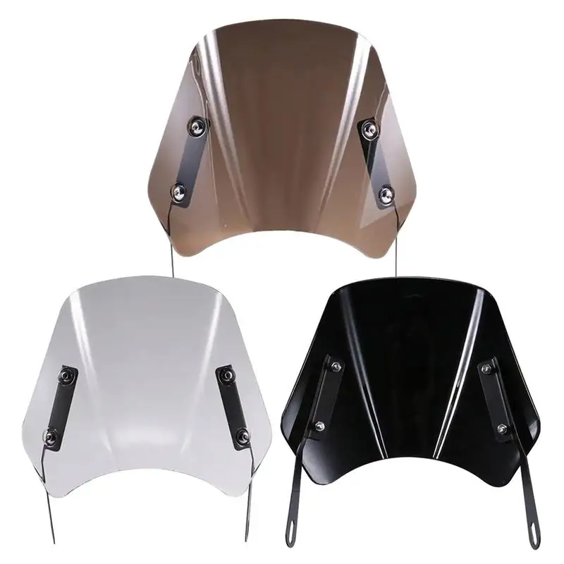 Universal Motorcycle Clamp-On Windshield Retro Scooter Windscreen Deflector Scratch Resistant Decor Modification Accessories