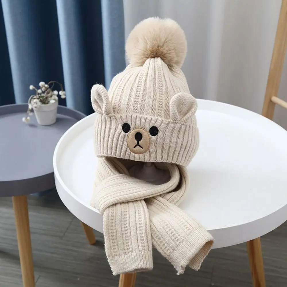 

New Knitted Hat Scarf Sets Winter Warm Neck Warmer Knitted Cap Suit Windproof Cold Protection Children Knitted Hat Winter
