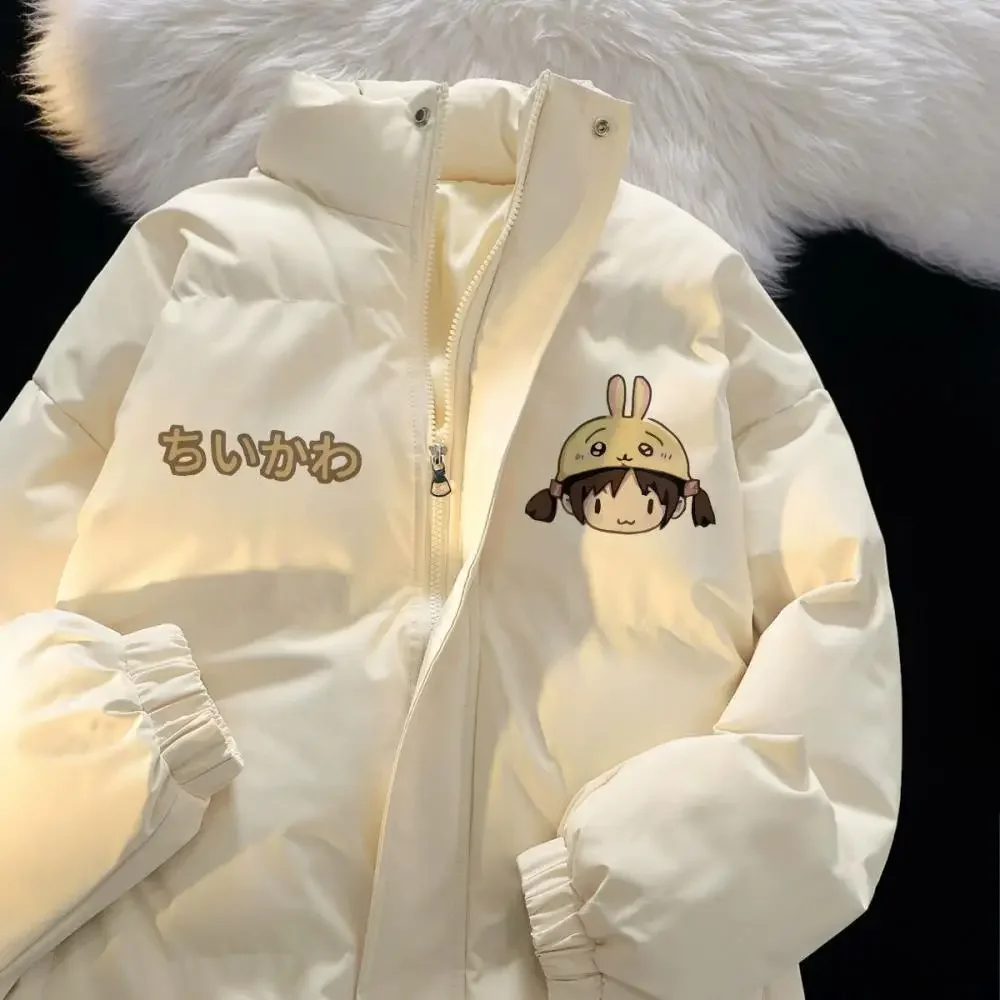 Anime Usagi Piumino invernale Chiikawa Cartoon carino addensare vestiti di cotone colletto alla coreana cappotto di cotone sciolto caldo dolce ragazze top