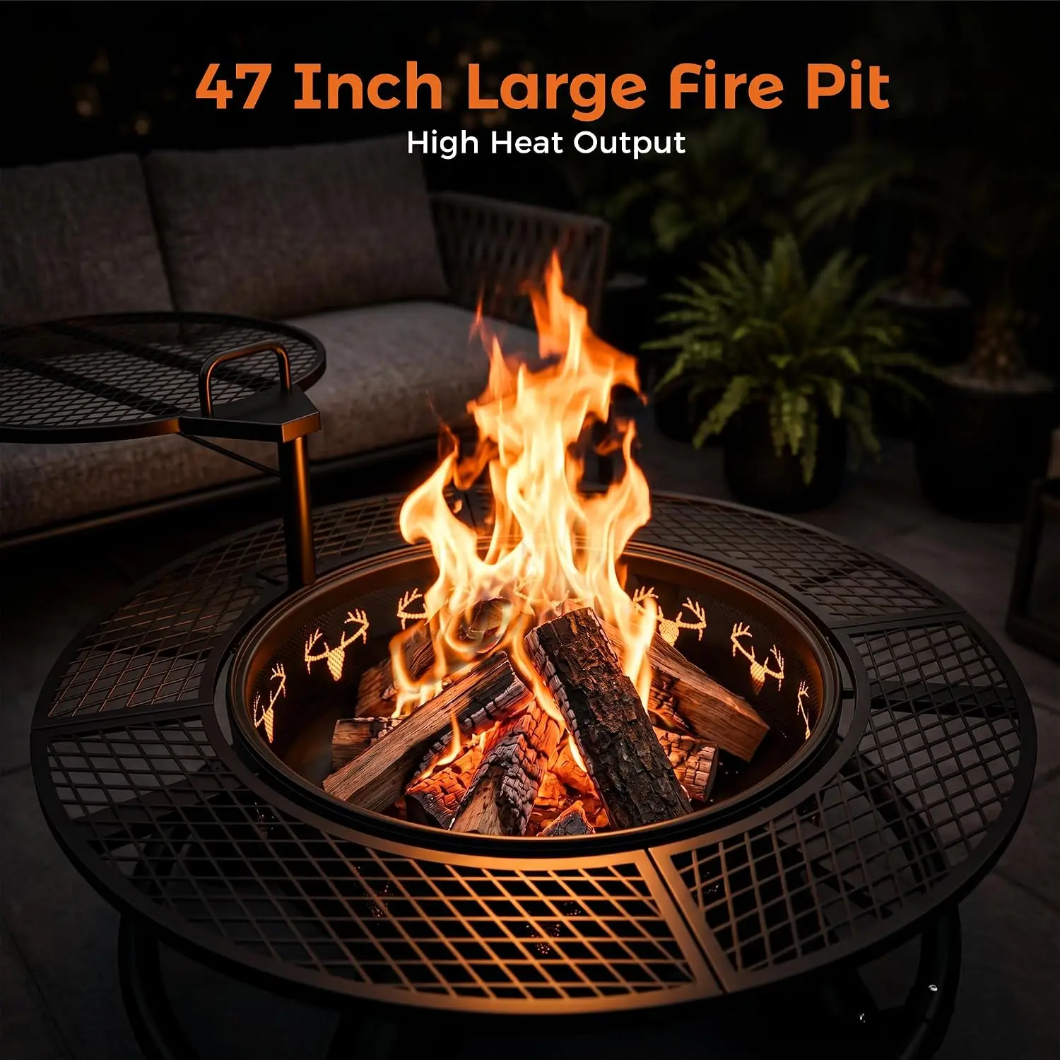 Outdoor Fire Pits for Outside Wood Burning Fire Pit Extra Large with Grill