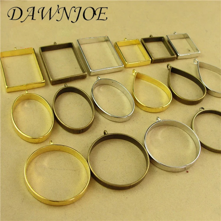 10pcs/lot  Vintage UV Epoxy Resin Metal Frame Pendant Frame Pendant DIY Making Resin Pendant Jewelry Accessories Finding