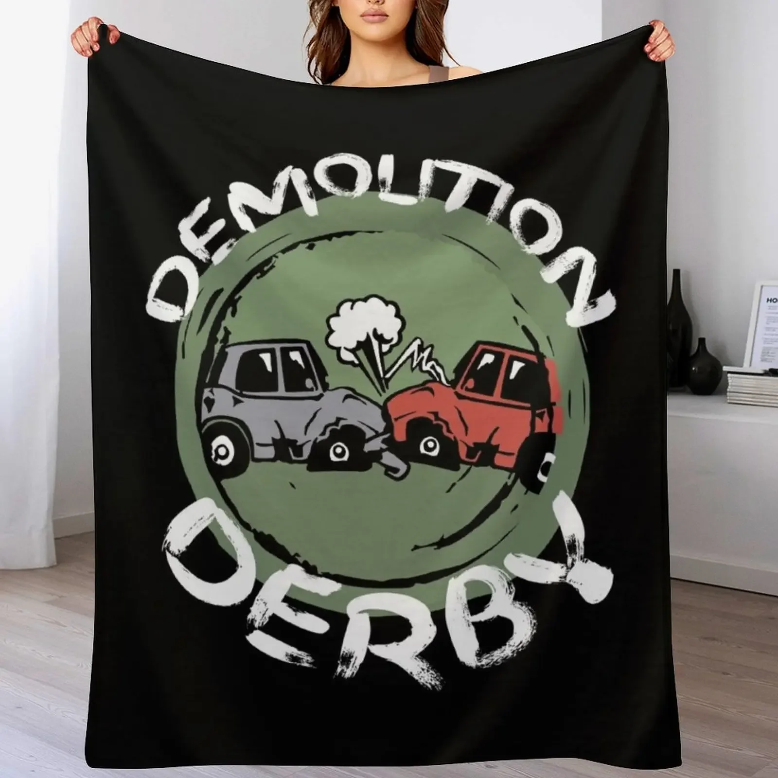 

Demolition Derby Racing Motorsport Mechanic Throw Blanket Multi Purpose Soft Warm Blanket for Home Travel