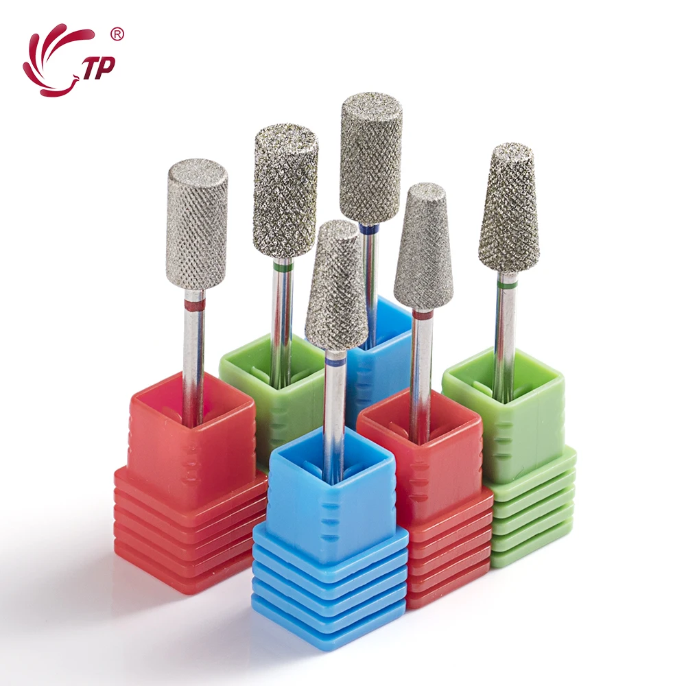 TP Diamond Cross Teeth Barrel Nail Drill Bits Rotary Cuticle Clean Burr 3/32
