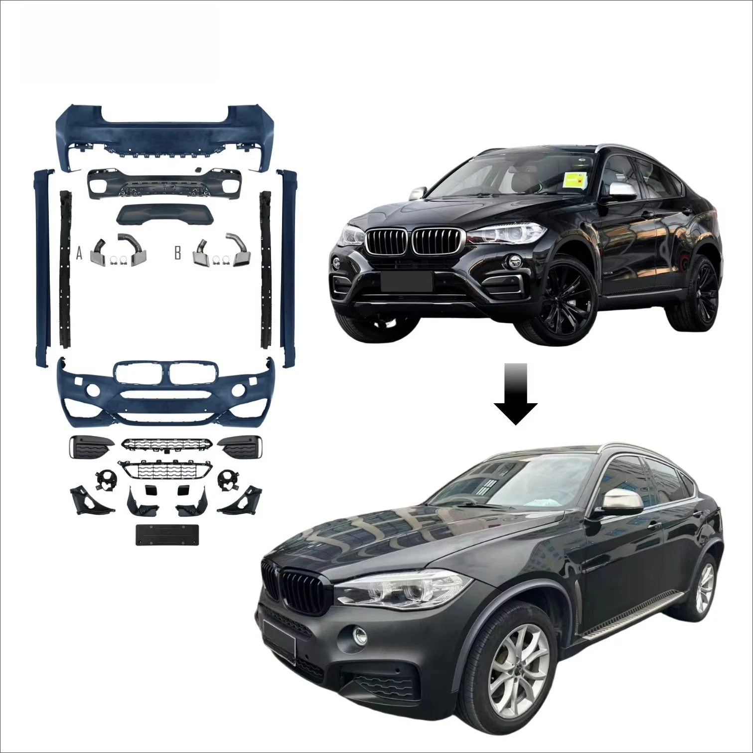 High Quality for BMW X6 F16 Bodykit 2014-2019 Upgrade to X6 F16 MT Mtech Design Body Kits Car Bumper Grille Assmble Parts