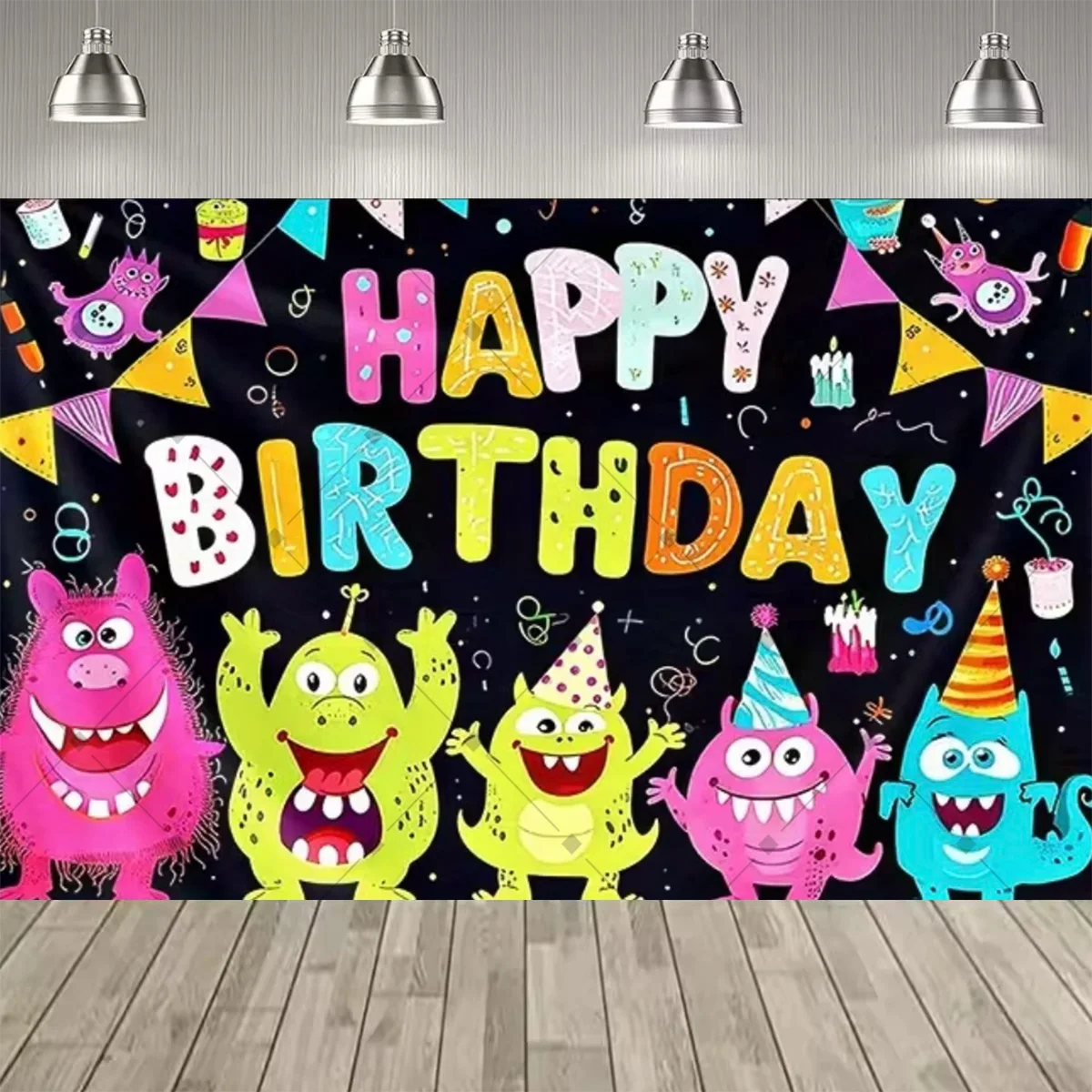 Cartoon-Monster Themenparty Dekorations-Hintergrund Monster Kindergeburtstag Party-Zubehör Deko-Banner Baby-Taufgeschenk – Detail 7