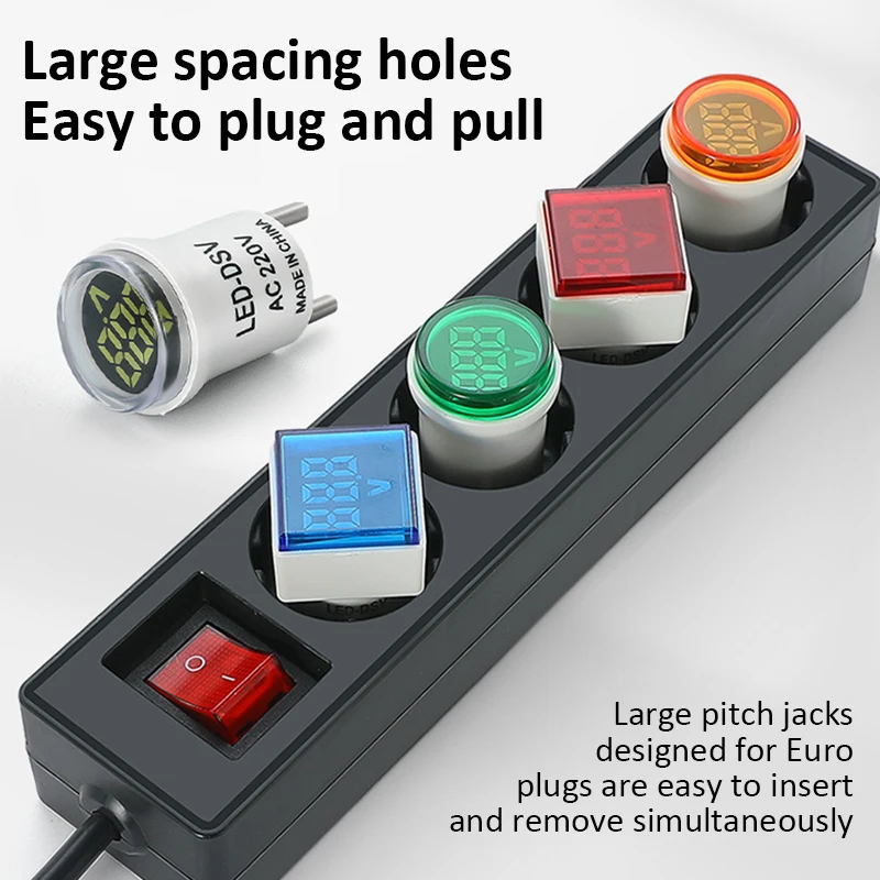 Square/Circular Digital Voltmeter Voltage Meter LED Display EU Socket Voltage Tester Detector AC 50V-500V Electrical Instruments