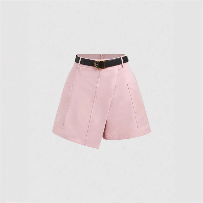

Pink Beltless High Rise Vintage Style Shorts Spring Summer Casual Cozy Lounge Wear For Women Outdoor Beach Party Travel Gift