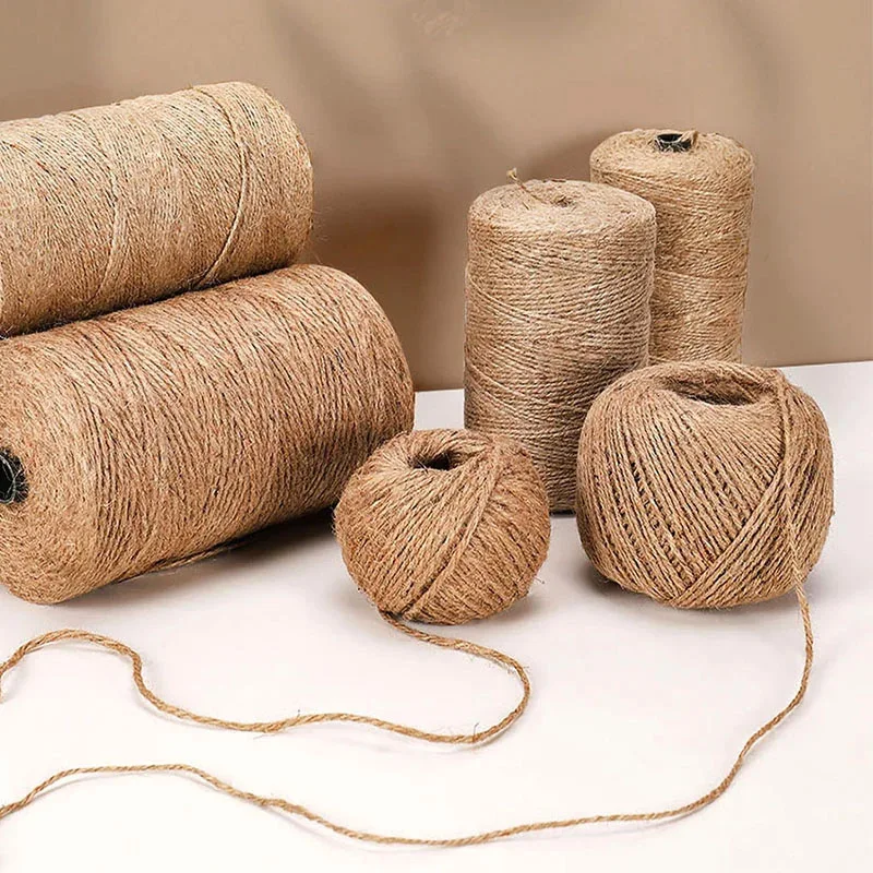 Natural Vintage Jute Rope Twine Roll Sewing Christmas Crafts Jute Cord Thread Wedding DIY Party Ribbon Bows Decor Cat Climbing